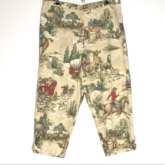 Vintage ROUGHRIDER Capri Pants Cowboy Ranch Cactus - Picture 11 of 11
